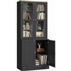 HOMCOM Libreria moderna con ante in vetro, Scaffale per libri, Nero | Mobile espositore, ripiani regolabili, soggiorno, studio, ufficio domestico, credenza da cucina, piccolo banco aperto