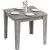 HOMCOM Tavolo da Pranzo per 4 Persone, 80x80x75 cm, Grigio Effetto Legno | Tavolo Cucina Quadrato, Piedini Antiscivolo, per Soggiorno Sala da Pranzo
