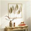 HOMCOM Decorazione murale 3D lusso scultura in metallo 70x70 cm Oro | Arte murale a foglia unica, decorazione per soggiorno e camera da letto