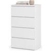 NovoLiving Cassettiera Camera da Letto Bianca 4 Cassetti, Cassettiera Alta Salvaspazio 60 cm di Larghezza, Mobile con Cassetti Senza Maniglie per Soggiorno, Ingresso e Ufficio, 60 x 40 x 98 cm
