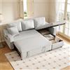 Wyibwy Divano angolare a L con funzione letto e contenitore,divano 3 posti con letto estensibile e tasche portaoggetti,Divano letto con intercambiabile penisola,Divani trasformabile,lino(Grigio)