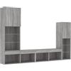 vidaXL Mobili TV a Muro con LED 4pz Grigio Sonoma in Legno Multistrato, unità TV a muro, mobile TV, unità porta TV a parete, mobile TV a parete