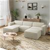 Novilla 299 cm Divano Angolare 5 Posti Convertibile Modulare in Chenille | Molle insacchettate Smarts Coil®, Senza Montaggio, Tessuto Chenille Idrorepellente Oleofugo Antimacchia, 3 Posti + 2 Pouf