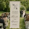 MEIEG Cartello di Benvenuto for Matrimonio in Tessuto con Nome Personalizzato, Cartello di Benvenuto for Matrimonio Personalizzato, Banner in Lino for Feste, Decorazioni for L'ingresso(38X127 cm)