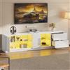okwish Mobile TV con LED e vano portaoggetti, bianco lucido, 160 x 40 x 52 | Moderno mobile TV basso 160 cm con 2 cassetti, mobile TV per soggiorno in truciolato, per TV fino a 65 pollici