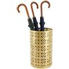 WGFOIP Portaombrelli, design compatto in metallo cavo antiruggine, portaombrelli, per ingressi domestici, oro, 23x15x15 cm