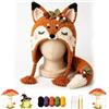 Generico Kit fai da te all'uncinetto for cappello con cappuccio fantasy, una vasta | Kit completo (filo, uncinetto, ago da tappezzeria, cartamodello/tutorial), il materiale è morbido e confortevole(Fox)