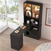 SUKY Scrivania angolare con ripiano, 120 x 80 x 180 cm, passacavi, 3 cassetti, 2 ante, scomparti aperti, libreria integrata, colore nero