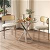 Aislinglen Piccolo tavolo da pranzo rotondo in vetro, 80 cm, per soggiorno, tavolo da pranzo per 2-4 persone, tavolo da pranzo per cucina, sala da pranzo, soggiorno e ufficio (argento, rotondo a forma