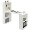 Qussse Scrivania con scaffale, tavolo da ufficio con libreria, scrivania con ripiani, scrivania con spazio di archiviazione, 120 x 50 x 120 cm (bianco)