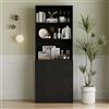 VOWNER Libreria a 6 ripiani con cassetti, 180 cm, per cucina, soggiorno, sala da pranzo, B (1, nero)