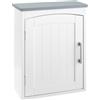 kleankin Mobile Bagno a Parete con Mensola 41x18.5x52cm Bianco e Grigio | Mensola Regolabile, Pensile Bagno Sospeso, un'Anta