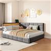 KOOPMAD Letto matrimoniale con vano portaoggetti, letto imbottito, divano letto, 140 x 200, letto con cassetti con LED e USB, letto per giovani, letto per ospiti, letto giorno, letto per bambini