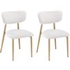 PPkrimnel Set Di 2 Sedie Da Pranzo Chenille Schienale Curvo Beige-rovere | Sedia cucina, gambe metalliche effetto legno, montaggio semplice, ergonomica, per soggiorno pranzo cucina ufficio e altro
