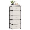 HOMCOM Cassettiera con 5 Cassetti, Mobiletto in Tessuto con Struttura in Acciaio, Montaggio Rapido, per Camera e Soggiorno, Beige e Nero