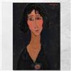 CheQuadro! Giovane Donna con La Rosa Margherita Amedeo Modigliani, amd25 Quadro Stampato su Tela Fine Art, Intelaiato Pronto da Appendere, Alta qualità, 50x70 cm