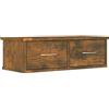 Qnhdfrt Mobile TV Parete Rovere Fumo 60x26x18,5cm Legno Multistrato | Ottimizza lo spazio nel soggiorno con questo mobiletto sospeso dotato di due comodi cassetti portaoggetti.