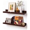 Afuly Mensole da Muro con Bordo Ondulato, Set di 2, 61 cm, Moderne (Walnut) | Bordo rialzato in pino massello, per quadri e libri, esposizione e portaoggetti in soggiorno, camera e camera da letto