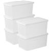 Iris Ohyama Scatola, Set di 5 contenitori, 50 L,Accatastabile,Pinze, Camera da letto, Soggiorno Modular Clear Box MCB-50, Trasparente