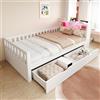 NNJN 90 × 200 cm, letto multifunzione in legno, con cassetti, ripiano e scomparti portaoggetti, dotato di presa e illuminazione LED, griglia di sicurezza, letto singolo, bianco