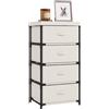HOMCOM Cassettiera in Tessuto con 4 Cassetti, Telaio in Acciaio, Montaggio Rapido, per Camera da Letto e Soggiorno, Beige e Nero
