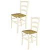 t m c s Tommychairs - Set 2 sedie modello Venice per cucina bar e sala da pranzo, robusta struttura in legno di faggio verniciata in anilina bianca e seduta in paglia