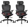 SIHOO B100-SE Sedia da ufficio ergonomica con supporto lombare, sedia da scrivania in rete per casa e ufficio, poggiatesta regolabile e braccioli 2D, sedile girevole, confezione da 2