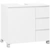 APICIZON Mobile sottolavabo con 3 cassetti, mobiletto da bagno, bianco | 2 scomparti dietro la porta, ripiano regolabile, con piedini, foro per sifone, mobiletto da bagno, 70 x 30 x 67,5 cm