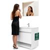 Shally Dogan Set Completo Mobile da Bagno Sospeso con Specchio, Mobiletto Bianco a Parete con Due Ante, Modello Pisa, Lavabo in Ceramica e Rubinetteria Inclusi, Mobiletto da Muro 81 x 46 x 64 cm