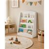 hitsuki Libreria Bambini 4 Livelli Scaffale Portaoggetti Bianco | Libreria compatta cameretta libri giocattoli MDF angoli arrotondati fissaggio a parete