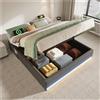 Wyibwy Letto matrimoniale imbottito 140x200cm,con luci LED telecomandate,porte USB e Type-C,tasche laterali,senza testiera,funzione di contenitore idraulico,senza materasso (Grigio)