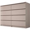 3E 3xE living.com 3xE living Cassettiera 139 cm, 8 Cassetti, Caramello, 139 x 39 x 102 cm