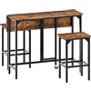 CHOEZON Set tavolo da bar e sgabello, 100 cm, tavolo da pranzo pieghevole con 2 sgabelli, stile industriale, per ristorante, soggiorno, pub, marrone rustico e nero DTBT02BF