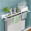 JuanNest Copritermosifone Bianca Con Asta Portasciugamani, Mensola Sopra Termosifone Senza Foratura Profondo 14Cm, Copricalorifero In Lega Di Alluminio Con Staffa Facile Da Montare,Ripostiglio L 60 cm