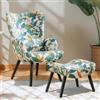 HomeMiYN Motif - Poltrona con sgabello, gambe in legno massiccio, cuscino di supporto lombare