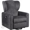 POLTRONE ITALIA Detraibile 19% Poltrona Large Relax Elettrica Rinforzata, 2 motori, reclinazione indipendente schiena piedi letto 180° 2 ruote max 160 Kg seduta indeformabile Grigio