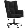 GHVBNMF Poltrona relax in velluto nero, sedia girevole regolabile in | Sedia da ufficio in velluto per studio: imbottitura ergonomica in schiuma, girevole a 360° e stabile, portata fino a 110 kg.