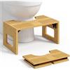 HOMCOM Sgabello da Toilette Pieghevole in Bambù WC 42.5x25x20 cm Rovere | Sgabello Poggiapiedi per WC, Piedini Antiscivolo, Capacità 130 kg, per Bagno