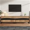 Kelodan Mobile per TV, 180 x 40 x 50 cm, colore legno + supporto per TV a giuntura nero, con 4 armadi, mobile soggiorno con 8 gambe di supporto, portata consigliata 30 kg, design simmetrico, basso