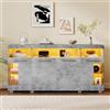 BENMWS Tavolino color cemento, armadietto laterale per soggiorno, 140 x 40 x 70 cm, ampia credenza in vetro temperato con 3 scomparti, grigio