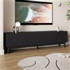 MAMAINI Mobile per TV con ante a forma di onda a cupola, mensole e supporto TV con gambe stabilizzanti, colore: nero