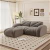 Yihomfy Divano adangolo convertibile, divano a 3 posti a forma di L con pouf e braccioli curvi, rivestimento in ciniglia, divano componibile per il soggiorno, non richiede montaggio, marrone