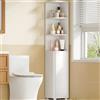 Hzuaneri Mobile da Bagno,3 Aperti 2 Porte,30 x 30 x 170 cm,Bianco | Mobiletto Angolare per Bagno con Ante, Organizzatore Stretto per Water, Ripiano Regolabile, BC31003X