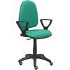 PIQUERAS Y CRESPO Modello 04CP Sedia da ufficio ergonomica con meccanismo di contatto permanente, regolabile in altezza e ruote parquet Sedile e schienale imbottiti in tessuto BALI colore verde (BRACCIOLI FISSI INCLUSI)