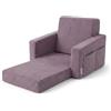 KiddyMoon Poltrona Pieghevole per Bambini in Schiuma Divano Camera Bambini | schienale alto confortevole, due tasche laterali, fodera con cerniera, tessuto a coste, struttura leggera