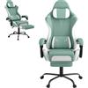 ACXIN Sedia da gaming ergonomica, colore verde | Con cuscino lombare e poggiapiedi, inclinabile di 90-135°, seduta in memory foam, braccioli sincronizzati