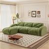 Yihomfy Divano ad angolo convertibile, 281 cm divano componibile 4 posti in ciniglia con pouf e braccioli curvi, divano compresso nuvola e comodo per il soggiorno, nessun assemblaggio richiesto, verde
