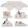 COSTWAY Divano da Gioco per Bambini Trasformabile 10 Pezzi, Beige | Poltrona Modulare con Tessuto Suede e Schiuma ad Alta Elasticità, Divanetto per Bambini 3+ Anni per Camerette e Soggiorno