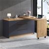 VIVCA Scrivania Angolare con Ruote Bloccabili, Scrivania Pieghevole, Piano del Tavolo Girevole a 360° e Ribaltabile, a Forma di L o Dritto, Credenza, Tavolo da Studio Salvaspazio con Cassettiera