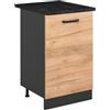 Vicco Mobiletto base cucina R-Line, Rovere dorato/Antracite 50 cm | 1 Anta · Piano di lavoro incl. · Piedini regolabili in altezza · 1 Ripiano · ✓ Liberamente combinabile